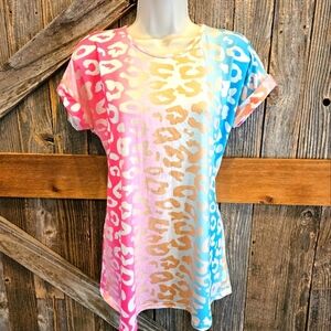 Southern Stitch Ombre Multicolor Leopard Print Soft Stretch Small S EUC ^^